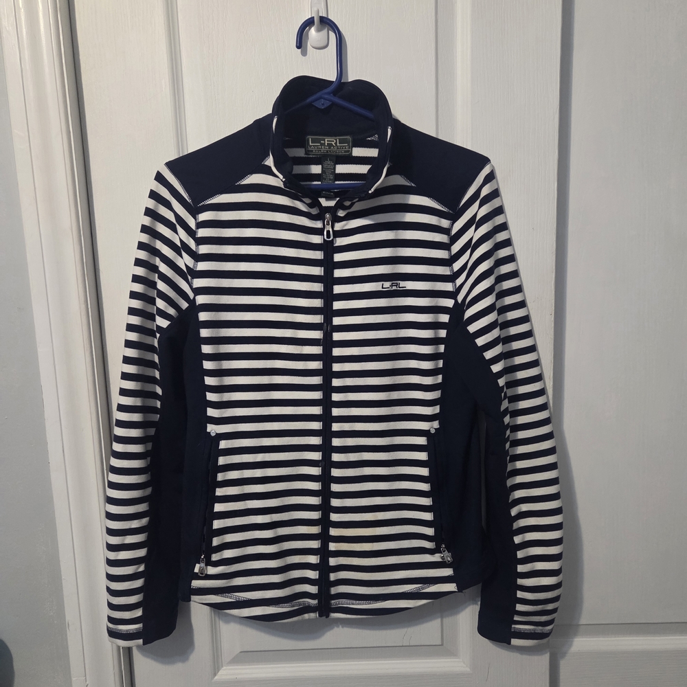 LRL Lauren Active Size Large Nautical Striped Women’s Zip Top Jacket